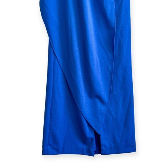 Badgley Mischka One-Shoulder Draped Cape Gown, Blue, Size 0, New with tag - Picture 10 of 14